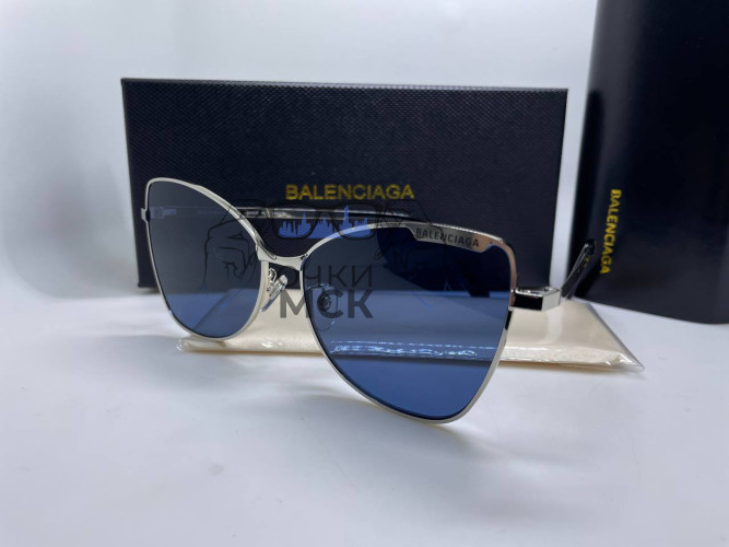 Очки Balenciaga Silver/Blue Синий градиент солнцезащитные унисекс женские мужские оригинал