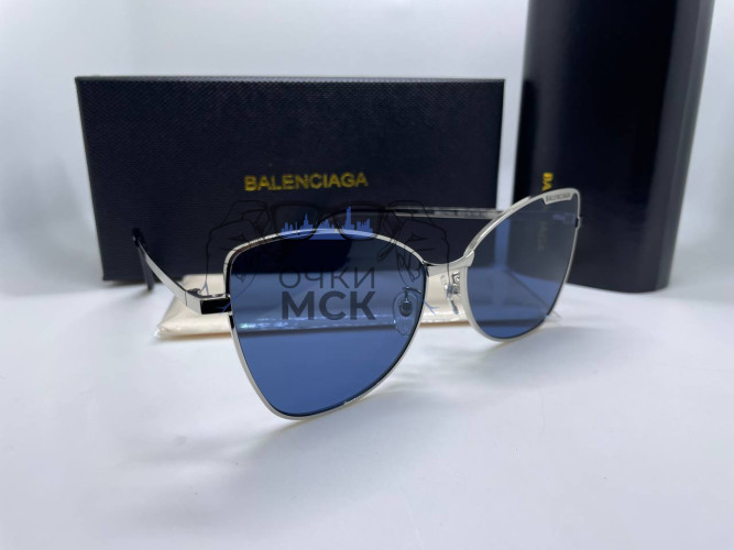 Очки Balenciaga Silver/Blue Синий градиент солнцезащитные унисекс женские мужские оригинал
