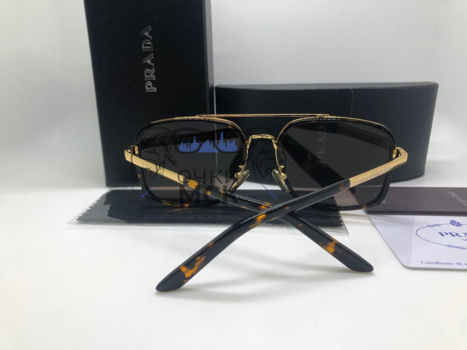 Очки Prada Gold/Brown солнцезащитные унисекс женские мужские оригинал