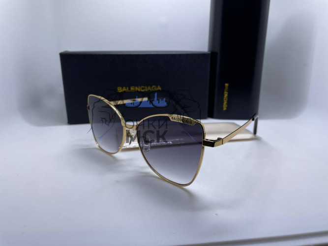 Очки Balenciaga Gold/Dark Grey Тёмно-серый градиент солнцезащитные унисекс женские мужские оригинал
