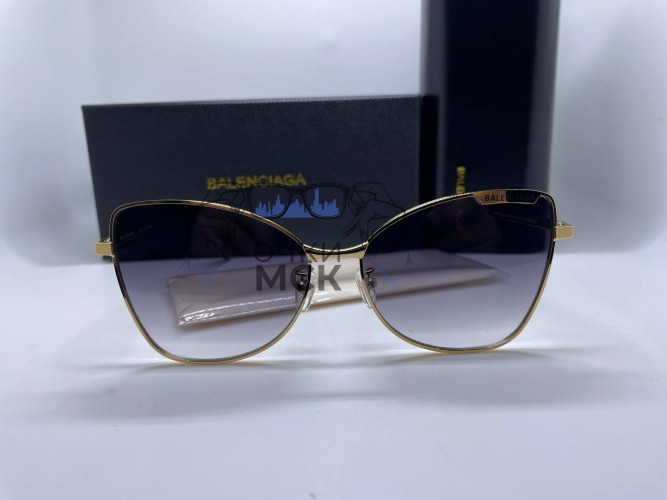 Очки Balenciaga Gold/Dark Grey Тёмно-серый градиент солнцезащитные унисекс женские мужские оригинал