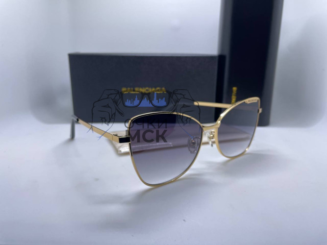 Очки Balenciaga Gold/Dark Grey Тёмно-серый градиент солнцезащитные унисекс женские мужские оригинал