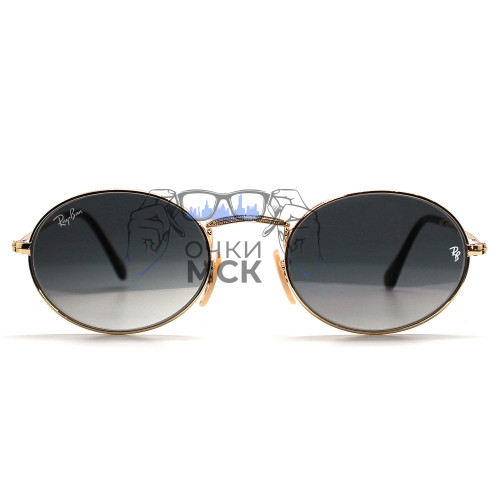 Очки Ray Ban Oval Metal RB3547 Тёмный градиент солнцезащитные унисекс женские мужские оригинал