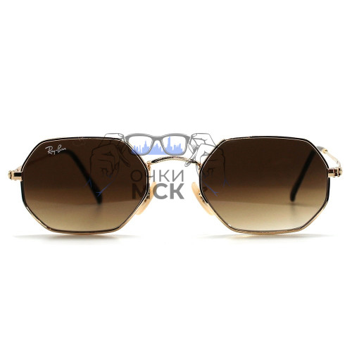 Очки Ray Ban Octagonal Metal RB3556N Коричневый градиент солнцезащитные унисекс женские мужские оригинал