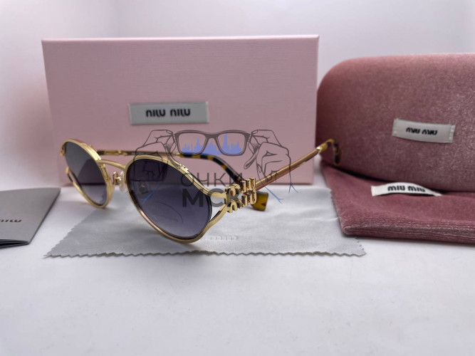 Очки Miu Miu Gold Leo/Black солнцезащитные женские оригинал