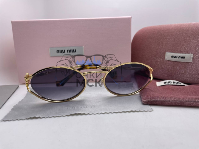 Очки Miu Miu Gold Leo/Black солнцезащитные женские оригинал