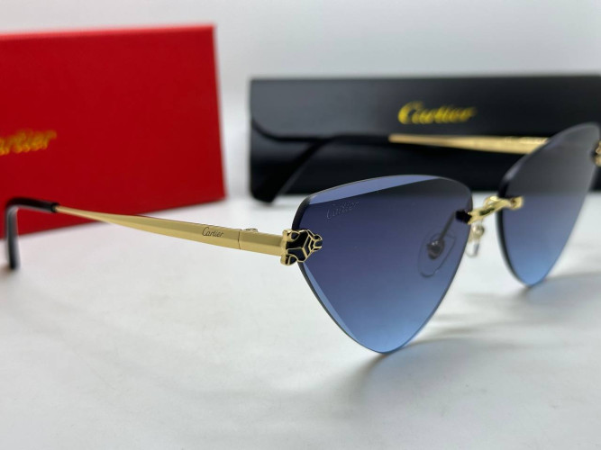 Очки Cartier Triangle Gold/Blue солнцезащитные женские оригинал