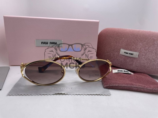 Очки Miu Miu Gold Leo/Brown солнцезащитные женские оригинал