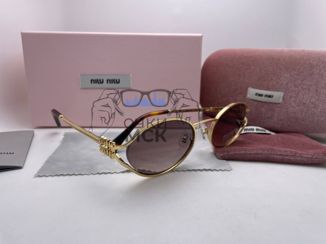 Очки Miu Miu Gold Leo/Brown солнцезащитные женские оригинал