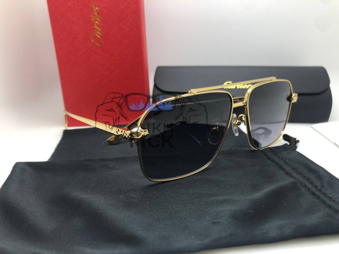 Очки Cartier Black/Gold Черный градиент солнцезащитные унисекс женские мужские оригинал