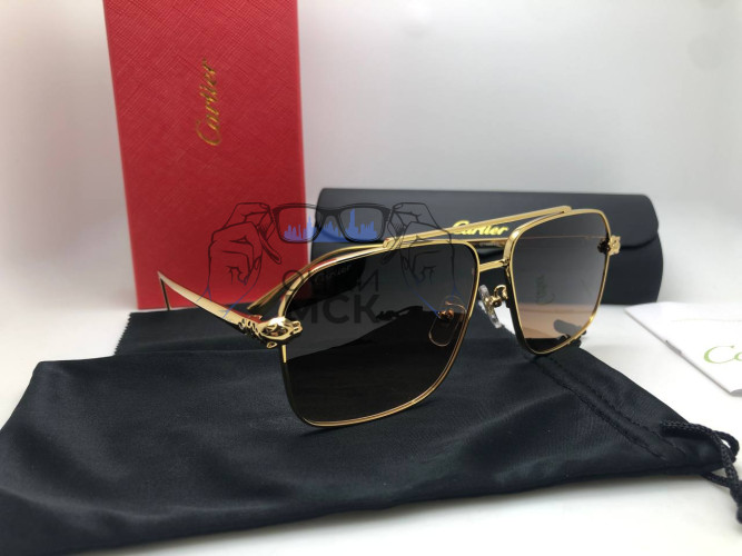 Очки Cartier Brown/Gold Коричневый градиент солнцезащитные унисекс женские мужские оригинал