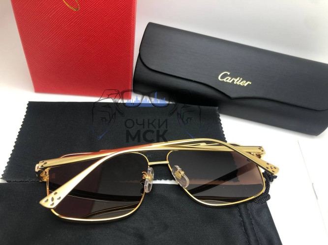 Очки Cartier Brown/Gold Коричневый градиент солнцезащитные унисекс женские мужские оригинал