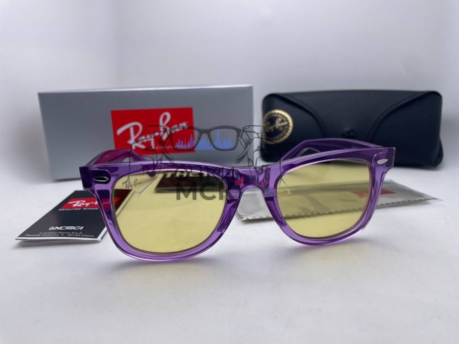 Очки Ray Ban Purple/Yellow солнцезащитные унисекс женские мужские оригинал