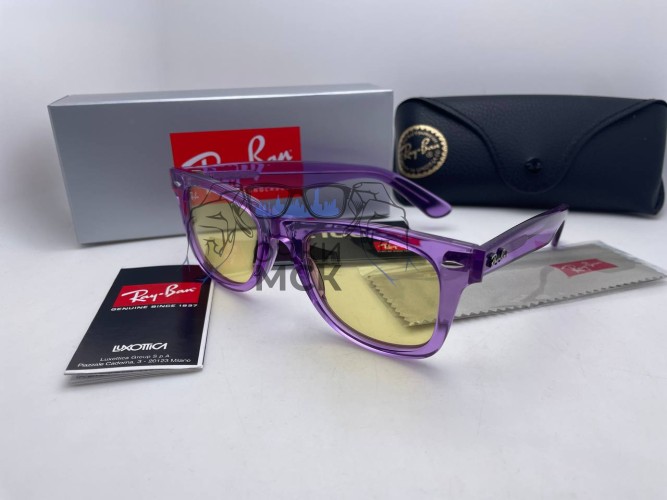 Очки Ray Ban Purple/Yellow солнцезащитные унисекс женские мужские оригинал