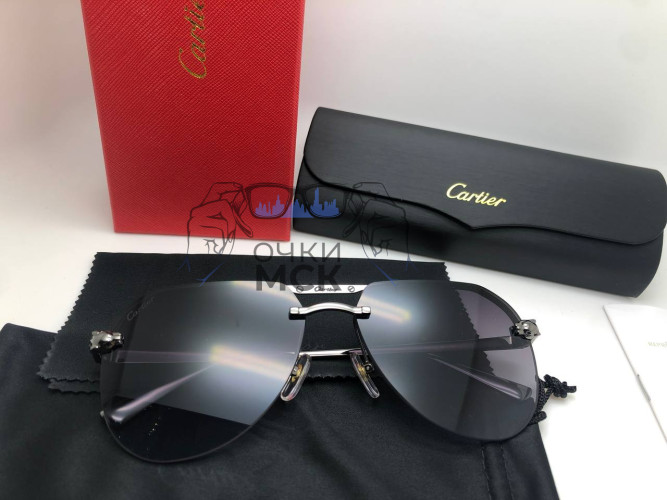 Очки Cartier Dark Silver/Black Черный градиент солнцезащитные унисекс женские мужские оригинал