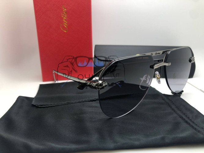 Очки Cartier Dark Silver/Black Черный градиент солнцезащитные унисекс женские мужские оригинал