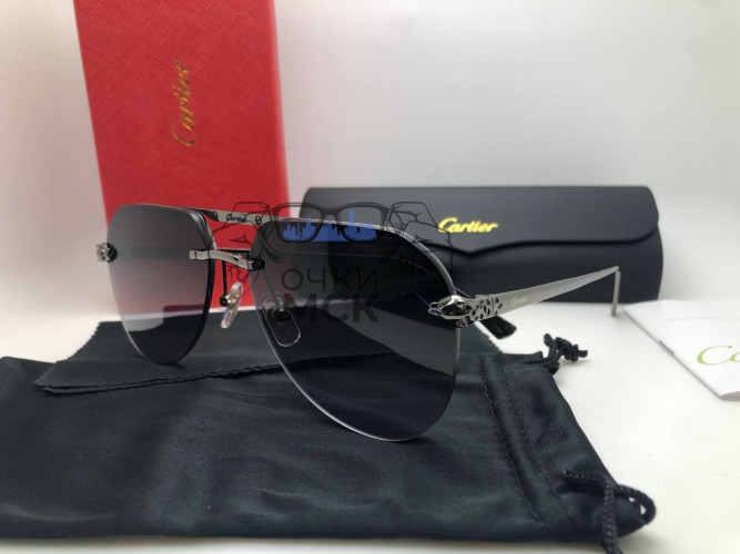 Очки Cartier Dark Silver/Black Черный градиент солнцезащитные унисекс женские мужские оригинал