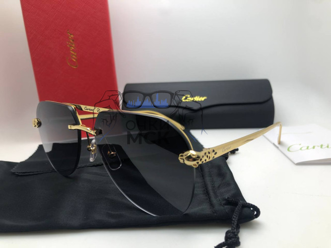 Очки Cartier Black/Gold Черный градиент солнцезащитные унисекс женские мужские оригинал