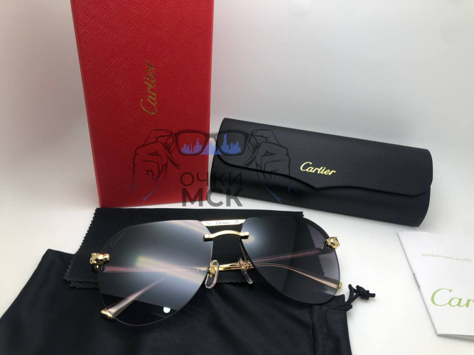 Очки Cartier Black/Gold Черный градиент солнцезащитные унисекс женские мужские оригинал