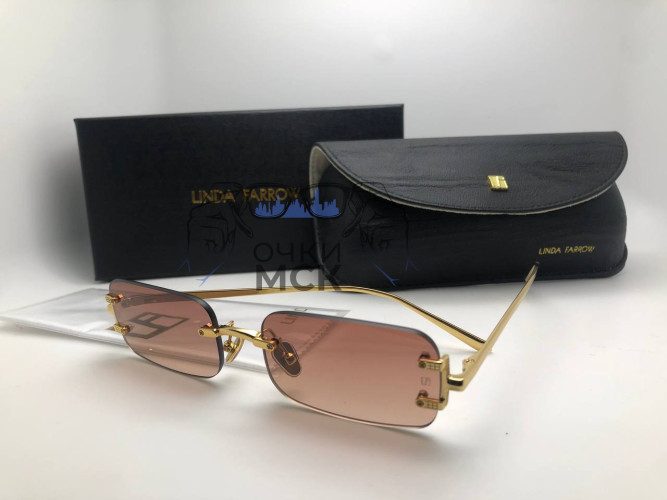 Очки Linda Farrow Gold/Brown солнцезащитные женские оригинал