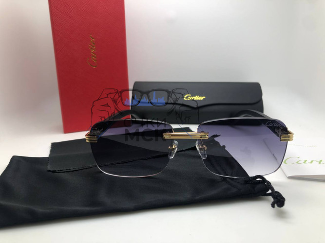 Очки Cartier Style Black/Gold/Black Черный градиент солнцезащитные унисекс женские мужские оригинал