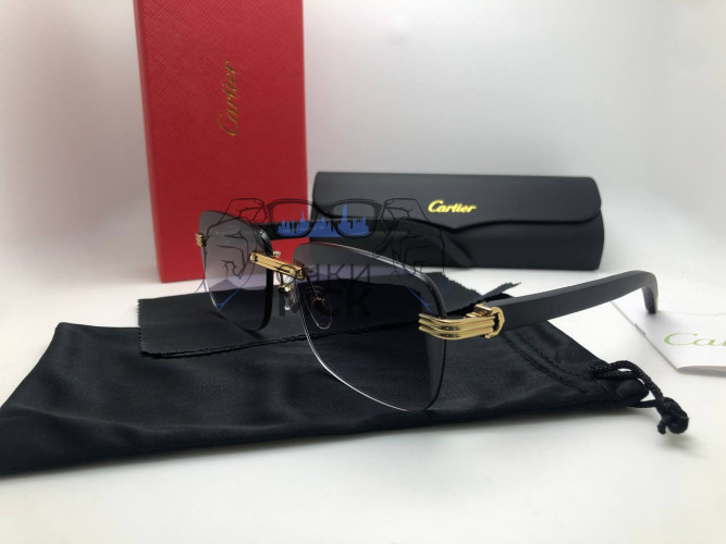 Очки Cartier Style Black/Gold/Black Черный градиент солнцезащитные унисекс женские мужские оригинал