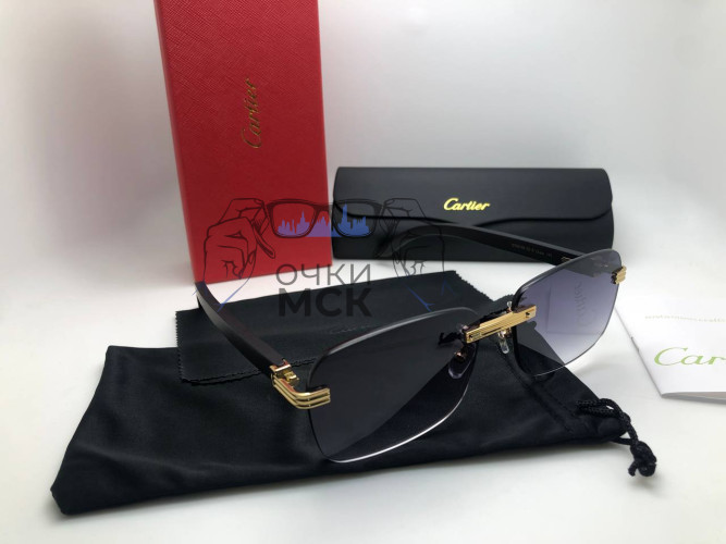 Очки Cartier Style Black/Gold/Black Черный градиент солнцезащитные унисекс женские мужские оригинал