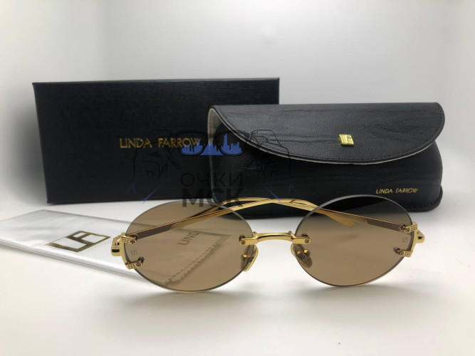 Очки Linda Farrow Cirlcle Gold/Brown солнцезащитные женские оригинал