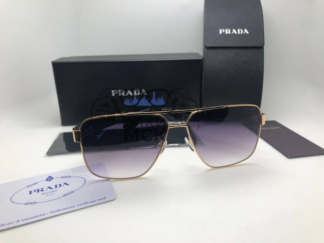 Очки Prada Black/Gold/Black солнцезащитные унисекс женские мужские оригинал
