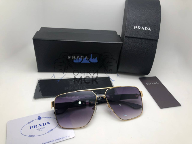 Очки Prada Black/Gold/Black солнцезащитные унисекс женские мужские оригинал