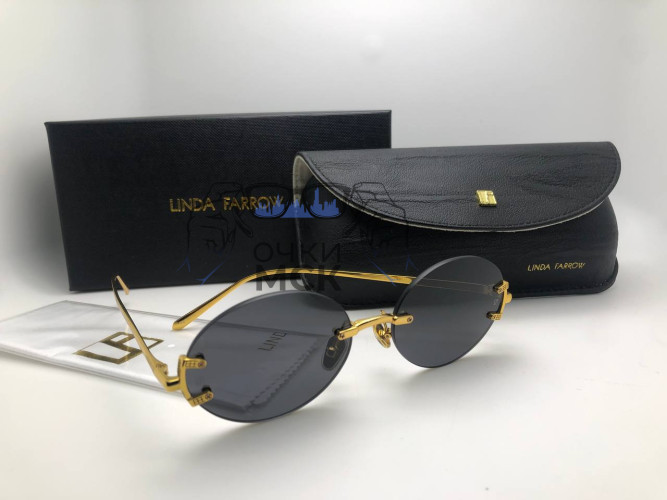 Очки Linda Farrow Cirlcle Gold/Black солнцезащитные женские оригинал