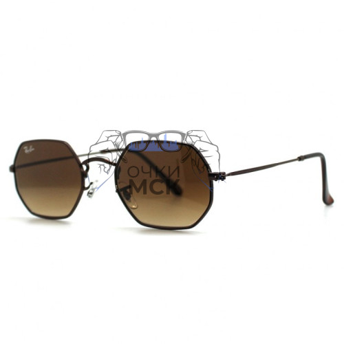 Очки Ray Ban Octagonal Metal RB3556N Коричневый солнцезащитные унисекс женские мужские оригинал