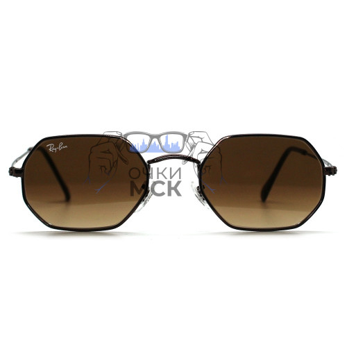 Очки Ray Ban Octagonal Metal RB3556N Коричневый солнцезащитные унисекс женские мужские оригинал