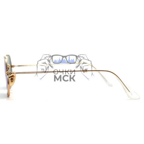 Очки Ray Ban Octagonal Metal RB3556N Синий зеркальный солнцезащитные унисекс женские мужские оригинал