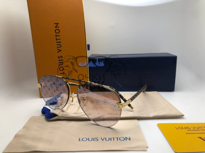 Очки Louis Vuitton Gold/Brown Logo солнцезащитные унисекс женские мужские оригинал