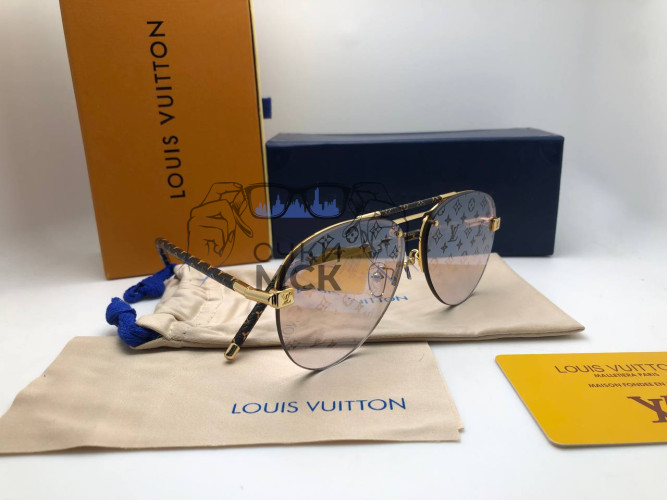 Очки Louis Vuitton Gold/Brown Logo солнцезащитные унисекс женские мужские оригинал