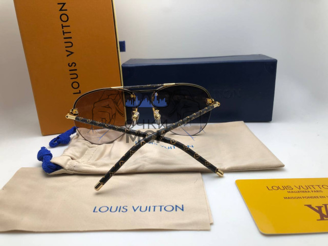 Очки Louis Vuitton Gold/Brown Logo солнцезащитные унисекс женские мужские оригинал