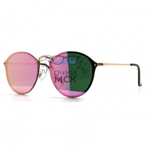 Очки Ray Ban RB3574N Blaze Round Сиреневые зеркальные солнцезащитные унисекс женские мужские оригинал