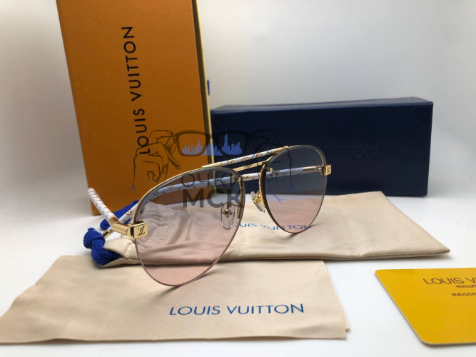 Очки Louis Vuitton Gold/White/Pink Logo солнцезащитные унисекс женские мужские оригинал