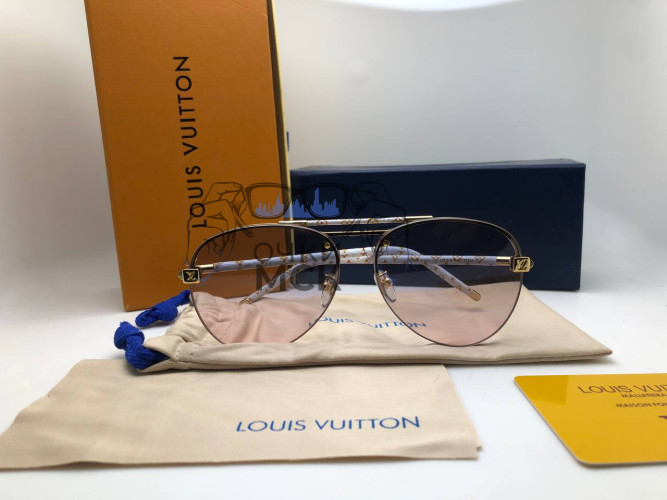Очки Louis Vuitton Gold/White/Pink Logo солнцезащитные унисекс женские мужские оригинал