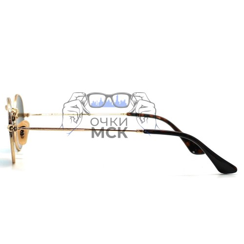 Очки Ray Ban Oval Metal RB3547 Голубые зеркальные солнцезащитные унисекс женские мужские оригинал