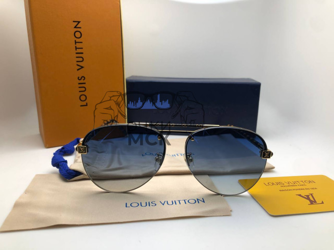 Очки Louis Vuitton Gold/Black Logo солнцезащитные унисекс женские мужские оригинал