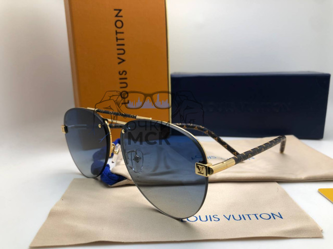 Очки Louis Vuitton Gold/Black Logo солнцезащитные унисекс женские мужские оригинал