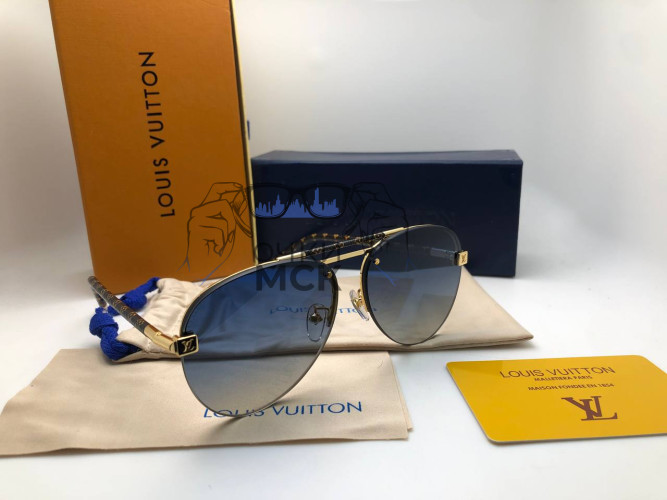 Очки Louis Vuitton Gold/Black Logo солнцезащитные унисекс женские мужские оригинал