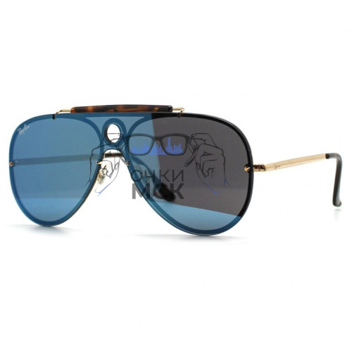 Очки Ray Ban Blaze Shooter RB3581N Синий зеркальный солнцезащитные унисекс женские мужские оригинал