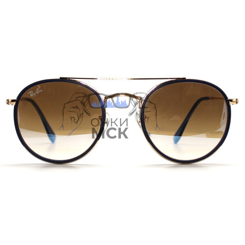 Очки Ray Ban Double Bridge RB3647N Голубой зеркальный хамелеон солнцезащитные унисекс женские мужские оригинал