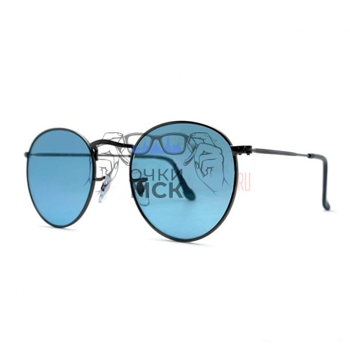 Очки Ray Ban ROUND MTAL RB 3447 Голубые солнцезащитные унисекс женские мужские оригинал