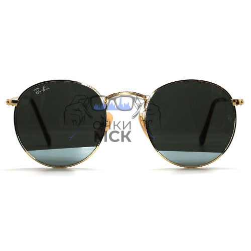 Очки Ray Ban Round Metal RB3447N Черные зеркальные солнцезащитные унисекс женские мужские оригинал
