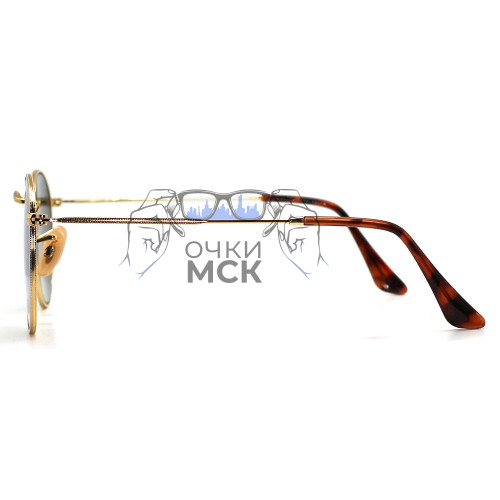 Очки Ray Ban Round Metal RB3447N Черные зеркальные солнцезащитные унисекс женские мужские оригинал