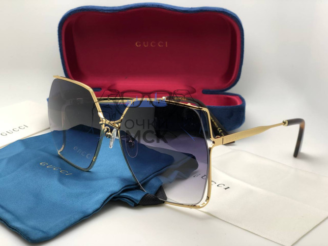 Очки Gucci GG Gold/Black Тёмный градиент солнцезащитные женские оригинал
